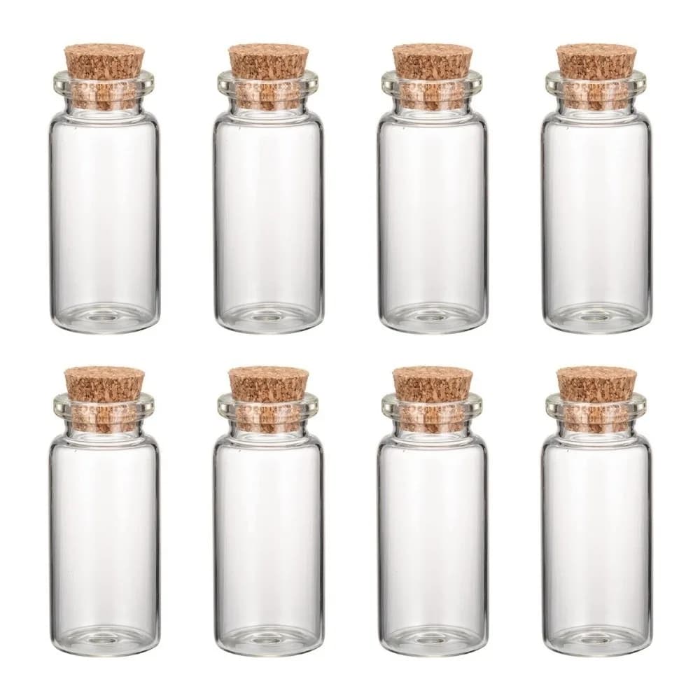 10 pcs 60ml Glass Test Tube with Cork Stopper Clear Flat Mini Glass Bottles Jars for Wedding Party Favors Spices Beads