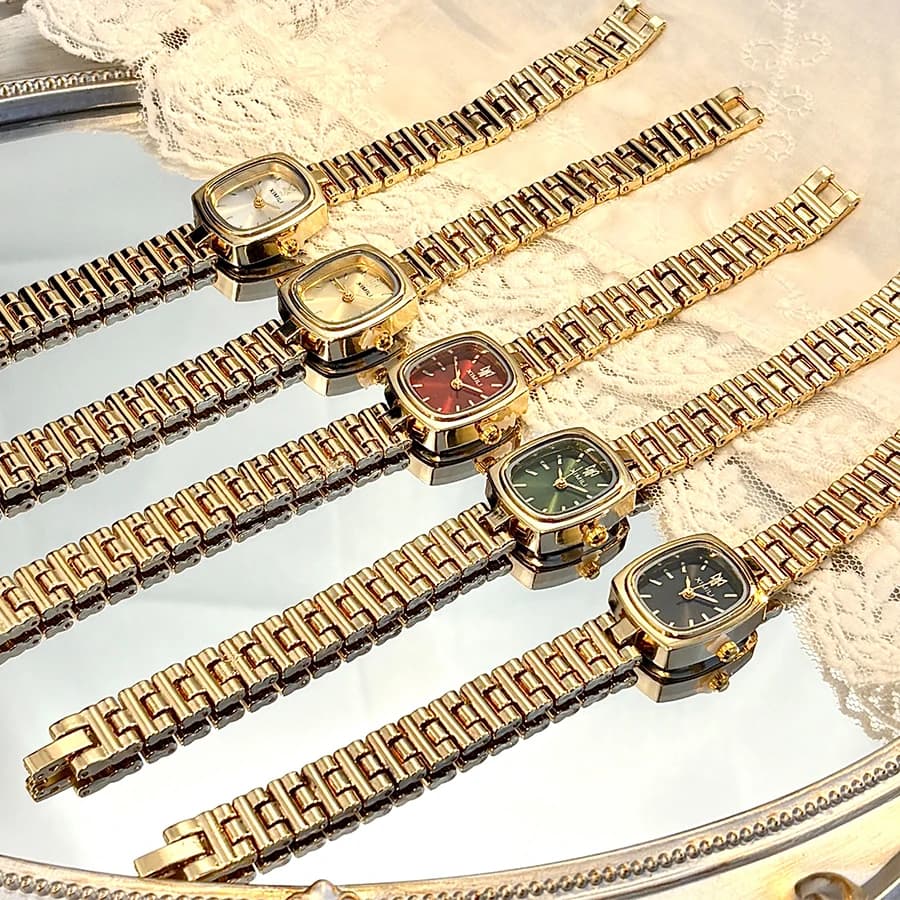 New Golden Korean Style Women's Watch, Elegant Round Or Rectangular, Minimalist and High Class Watch
