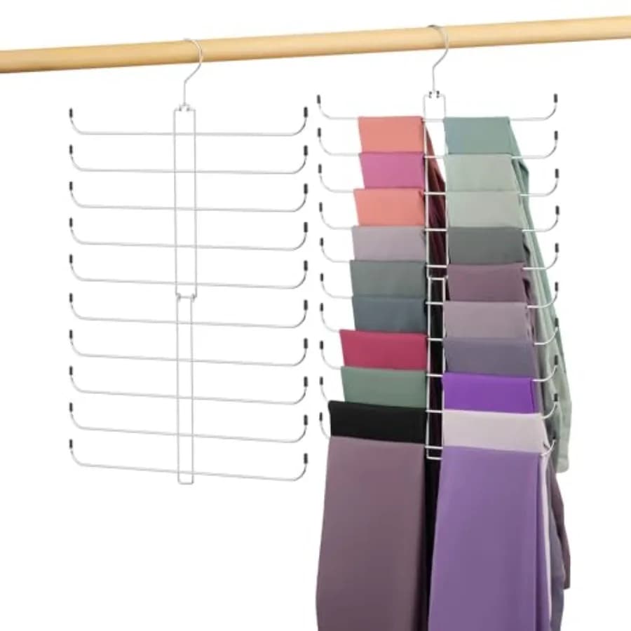 Legging Hanger, Metal Hanging Legging Hangers for Closet Organizer Holds 20 Women's XS-XL and Girls' Leggings, 360° Rotating Fo