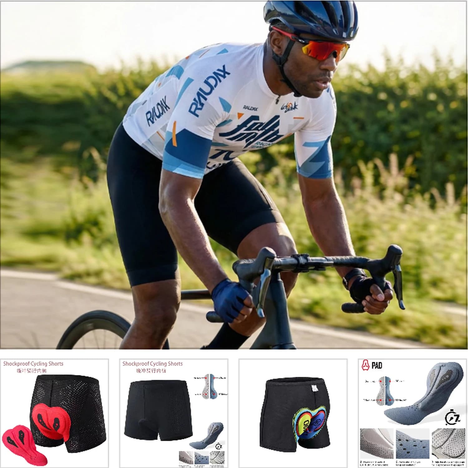 2026 Raudax Fitted Cycling Slips, Comfortable Bike Intimate, Sponge Padding, Unisex Shoe Shorts