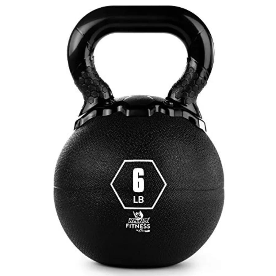 Kettlebell in Gomma Rhino Nero - Attrezzatura Premium per Allenamento di Forza - Pesi Multipli