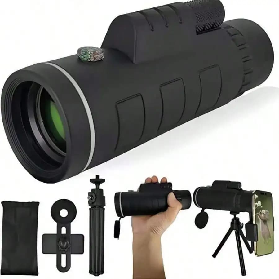 Monocular Telescope With Smartphone Adapter And Telescope Cases, Telescope For Adults High Powered, Monocular For Adults, Compact Low Light Vision For Wildlife, Hunting, Camping,Adventures