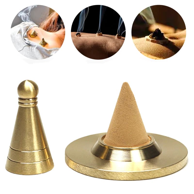 2 pz/set stampo + Base rame Moxa Box adesivi moxibustione cinese agopuntura agopuntura riscaldamento terapia schiena ginecologia corpo