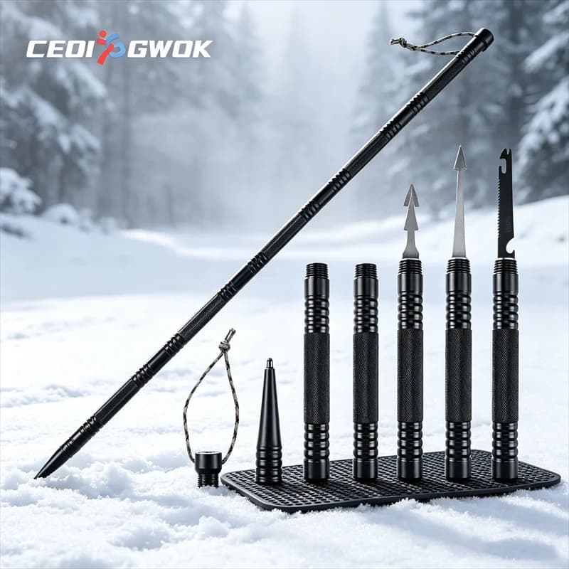 CEOI GWOK Walking Stick Enthusiasts Aluminum Alloy Multi-Accessories Lightweight Trekking Poles Complete Outdoor Hiking Stick