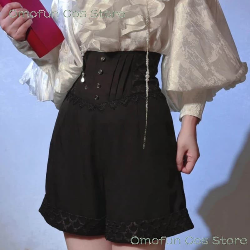 Pantaloncini da donna e da uomo in stile Gothic Dark Lolita Ouji Lolita, adatti anche per taglie piccole, design unico, abbigliamento vintage elegante, stile Court Jirai Kei.
