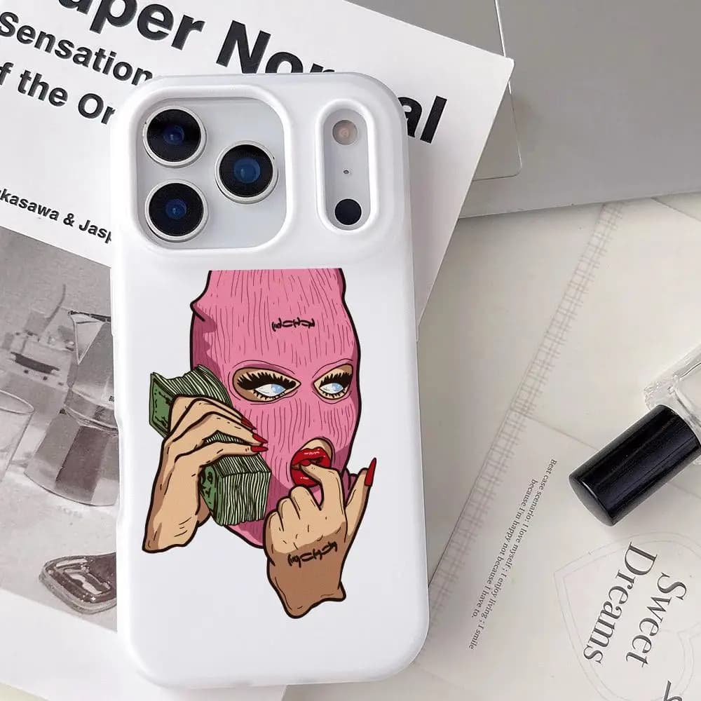 Custodia per iPhone 17 16 15 14 13 12 Pro Max Plus Mini in Materiale Jelly con Design Hip-Hop e Denaro, Effetto Cristallo