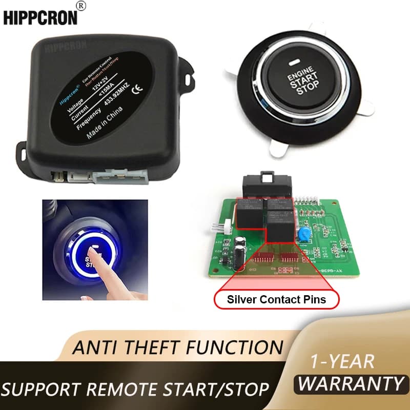 Hippcron Avviamento Remoto del Motore per Auto, Sistema di Chiusura Centralizzata con Pulsante, Sistema di Accesso Senza Chiave, Kit Allarme, Accessori Auto