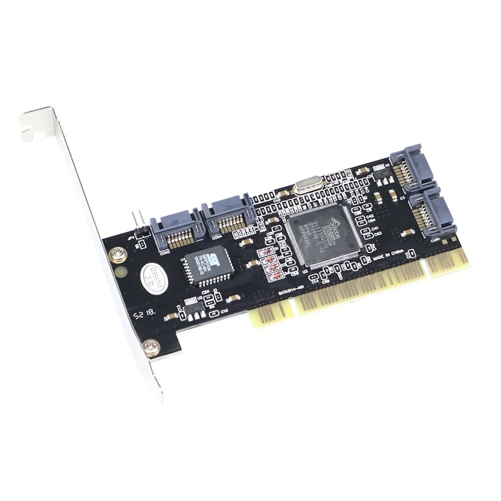 PCI a 4 porte SATA CONTROLLER interno RAID CARD 4 SATA SERIALE ATA PCI CONTROLLER RAID CARD Chipset Sil3114 Cavi Sata
