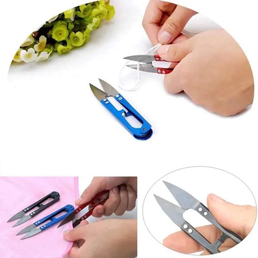 10Pcs Fishing Scissors Multicolor Trimming Sewing Scissors Nippers U Shape Clippers Yarn Stainless Steel Embroidery Craft