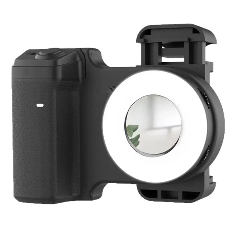 AU61 - Impugnatura per selfie per smartphone con luce di riempimento, supporto anti-vibrazione per fotografia con cellulare