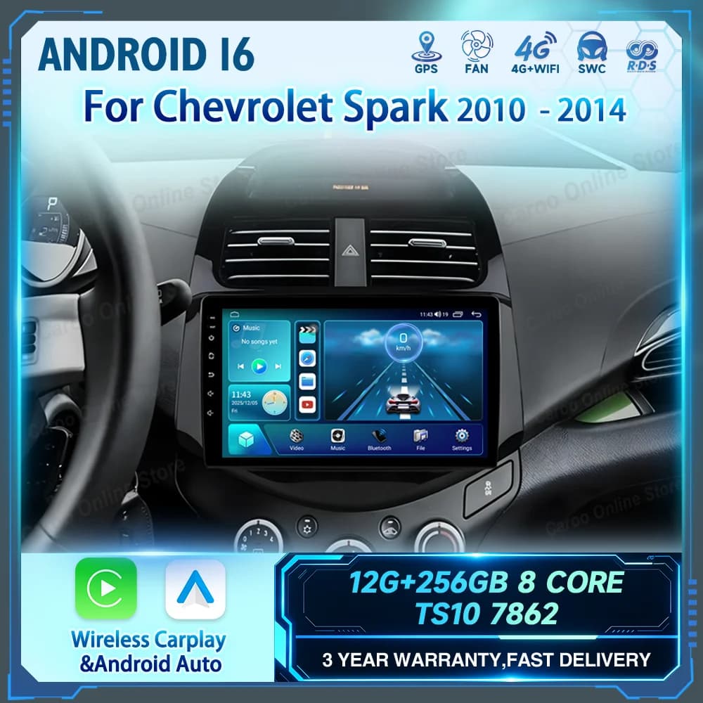 Android Auto DVD Radio Stereo For Chevrolet Spark 2010 2012 2012 2013 2014 Auto Multimidia GPS Navigation 4G Carplay 2DIN
