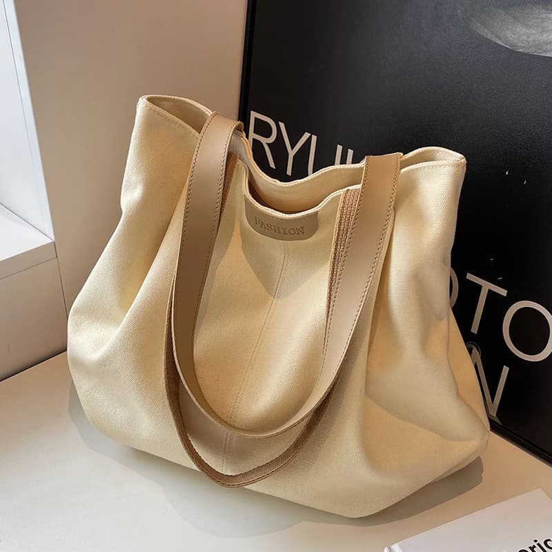 Large Capacity Canvas Tote Bag Women's School Bag Handbag Single Shoulder Bag for High School And College Students