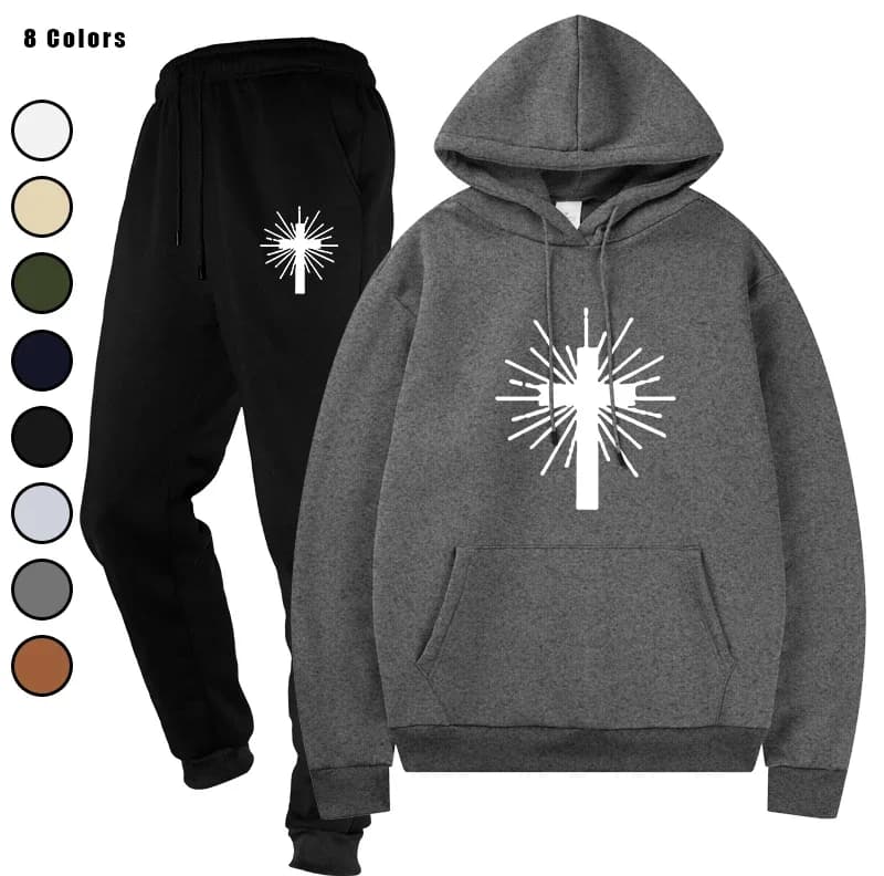 Tuta da uomo Set da 2 pezzi Felpe con cappuccio da uomo Abbigliamento sportivo autunnale Abbigliamento sportivo da corsa Pantaloni con coulisse