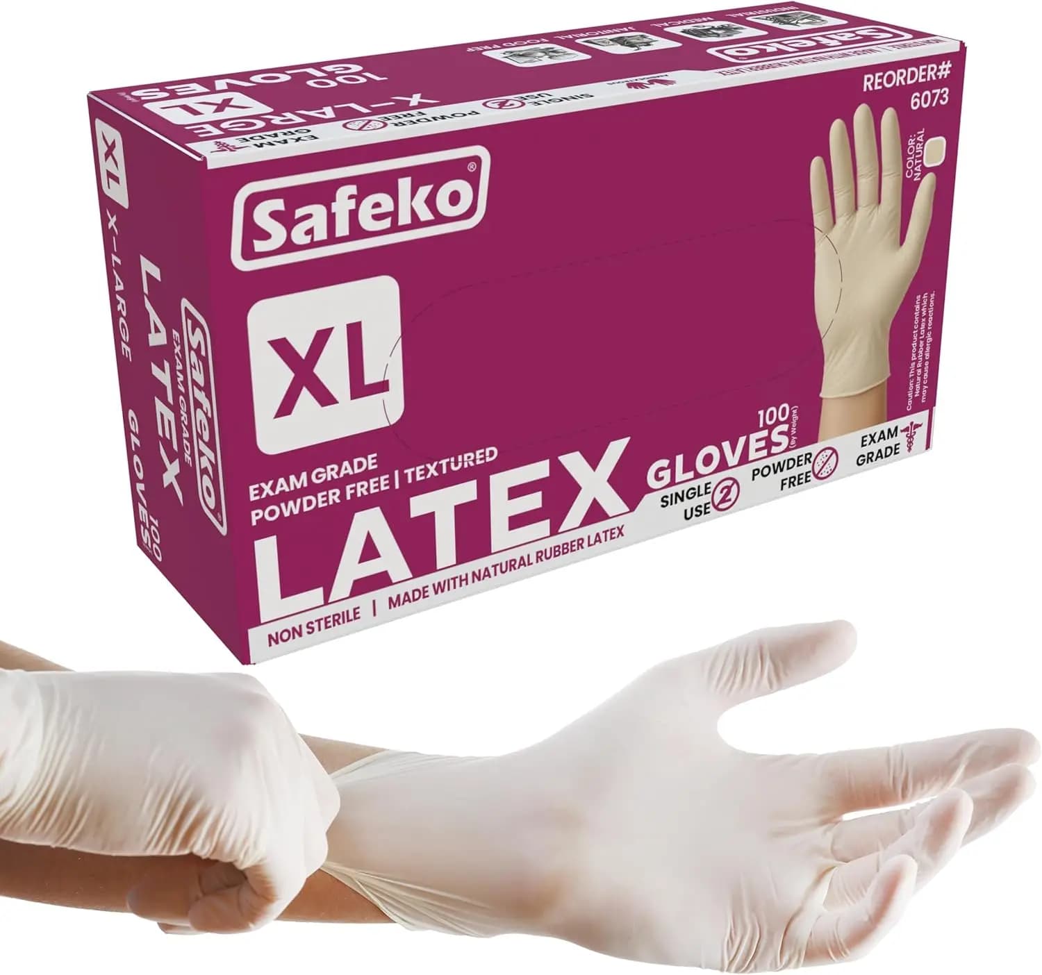 Latex Exam Gloves – Powder-Free Disposable Gloves, Natural Color, Flexible Fit for Food Service, Cleaning, Medical