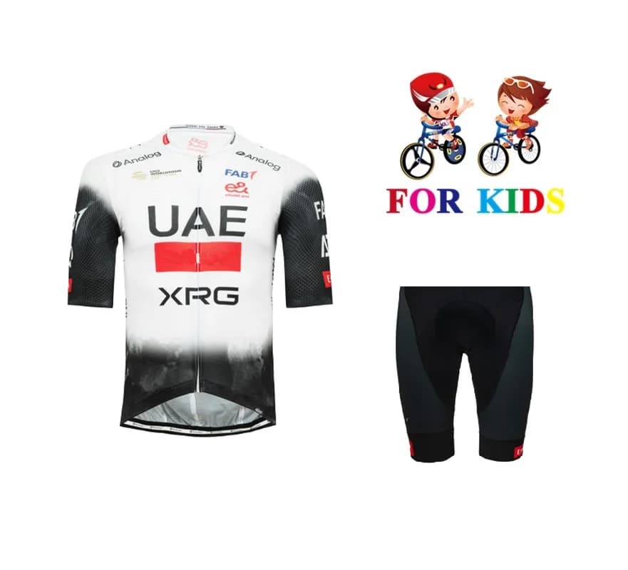 KID'S 2025 UAE XRG TEAM Maglia da ciclismo per bambini Abbigliamento da bicicletta a maniche corte con pantaloncini Ropa Ciclismo