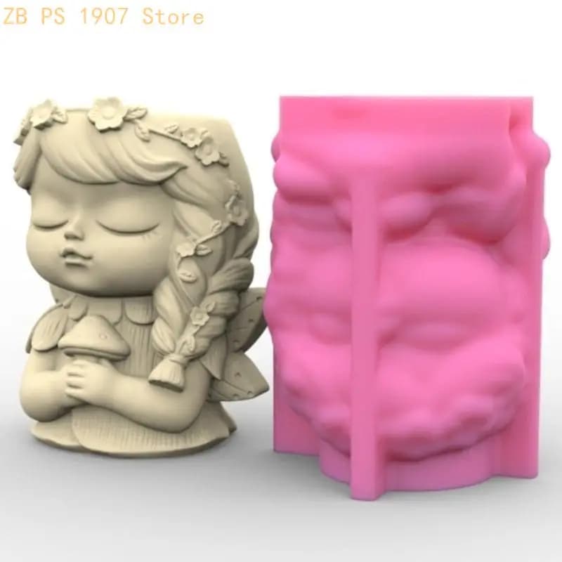 Flower Pots Cement Silicone Mold 3D Girl Planter Molds Resin Mold Jewelry Storage Mould Epoxy Casting Molds 55KA