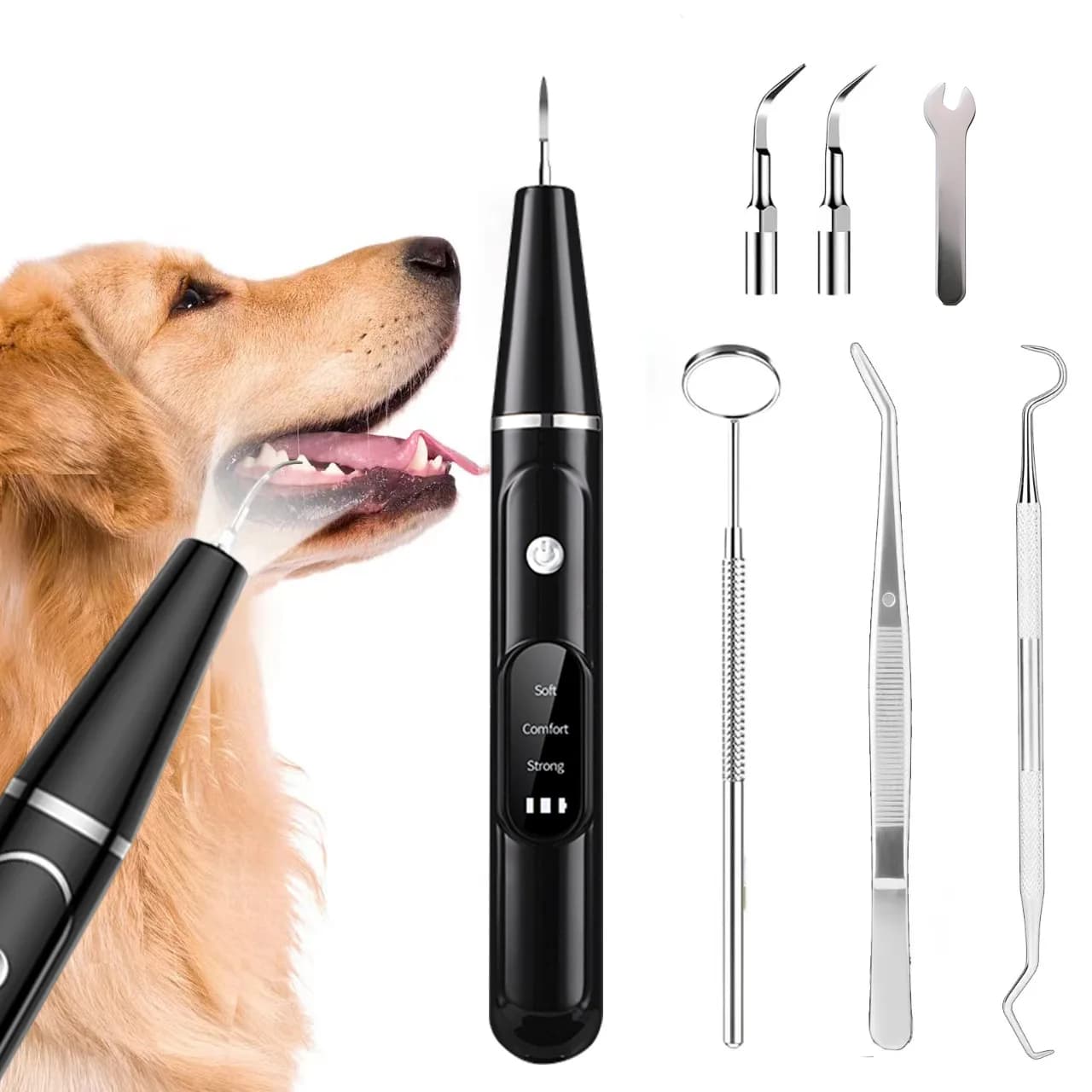 Dog Teeth Processing Device Ultrasonic Toothbrush Electric for Pets Teeth Scaler Teeth Cleaning Tool Plate Dog Cat Denta l Care Kit