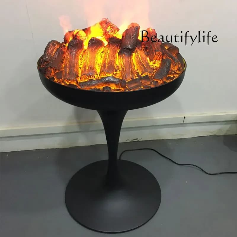 Un umidificatore a vapore per camino atomizzatore 3D rotondo personalizzato, parete elettrica decorativa incorporata con fiamma ad alta simulazione