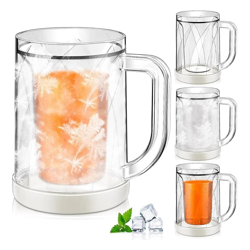 4 tazze di birra congelate per congelatore tazze per congelatore gel a doppia parete tazze per congelatore birra tazze di ghiaccio per congelatore tazze per congelatore-ABVM