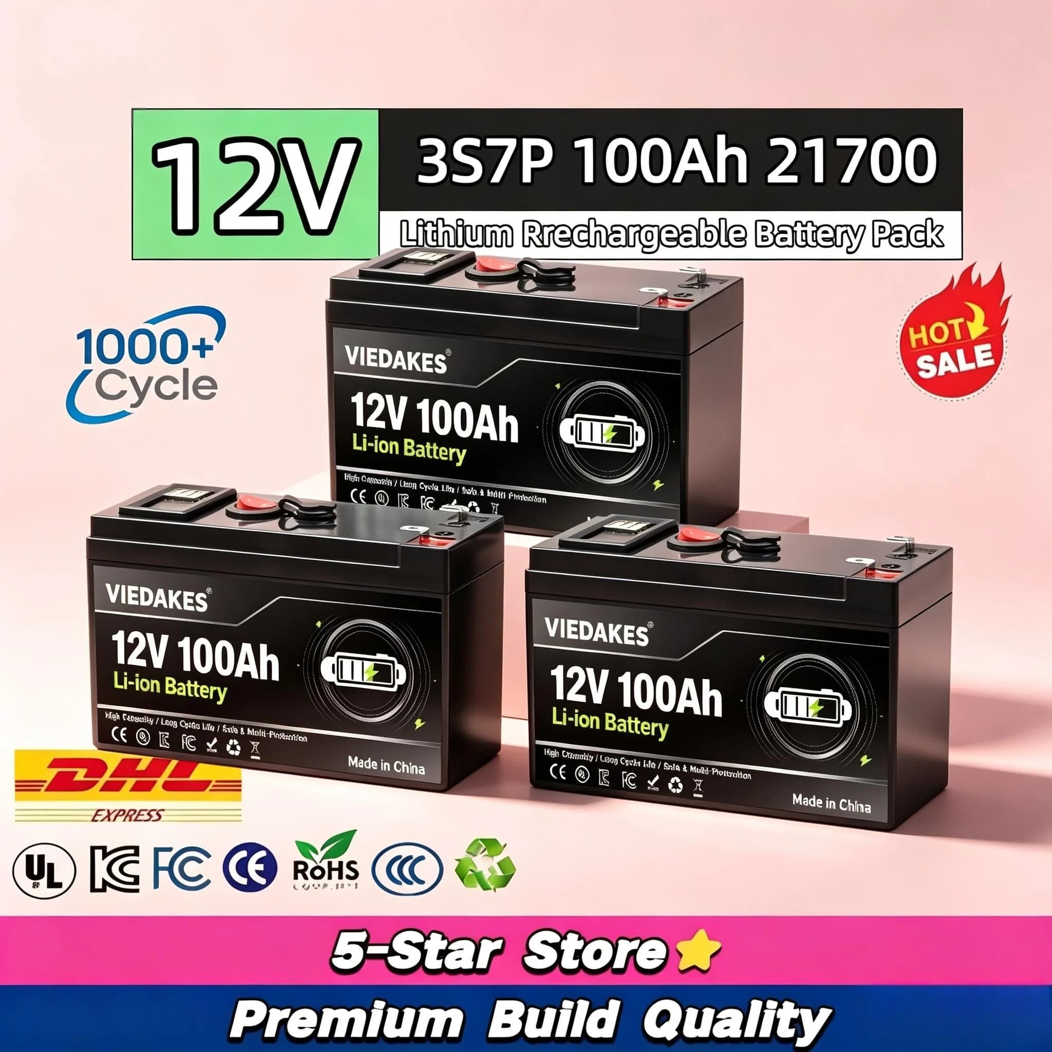 🚙 12V Lithium Battery Pack with 3A Charger 3S7P 100Ah High Capacity 21700 Cell for Sprayer Motorcycle Electric Equipment