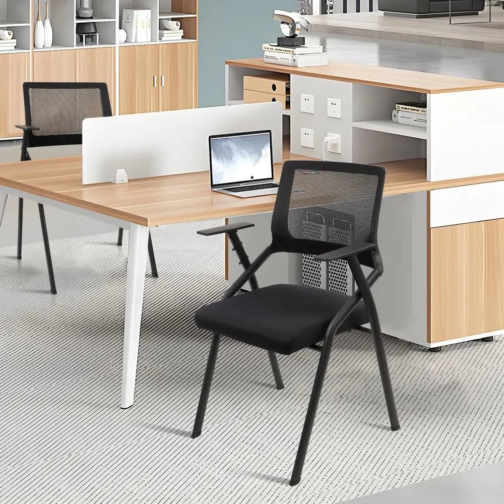 Sedie da Ufficio Impilabili e Pieghevoli con Supporto Lombare Ergonomico e Cuscino Sedile Ispessito, Sedie Pieghevoli in Tessuto a Rete per Reception