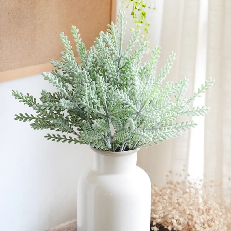 Real Touch Flocking Artificial Plant Deer Corna Sheet Green Plants Plastic Pine and Cypress Grass Wedding Decoration for home DIY