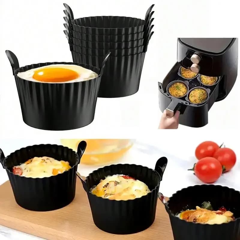 1/3/4 Pieces Reusable Silicone Air Fryer Cooking Mugs for Eggs, Cakes, Meatballs, Cooking Tools