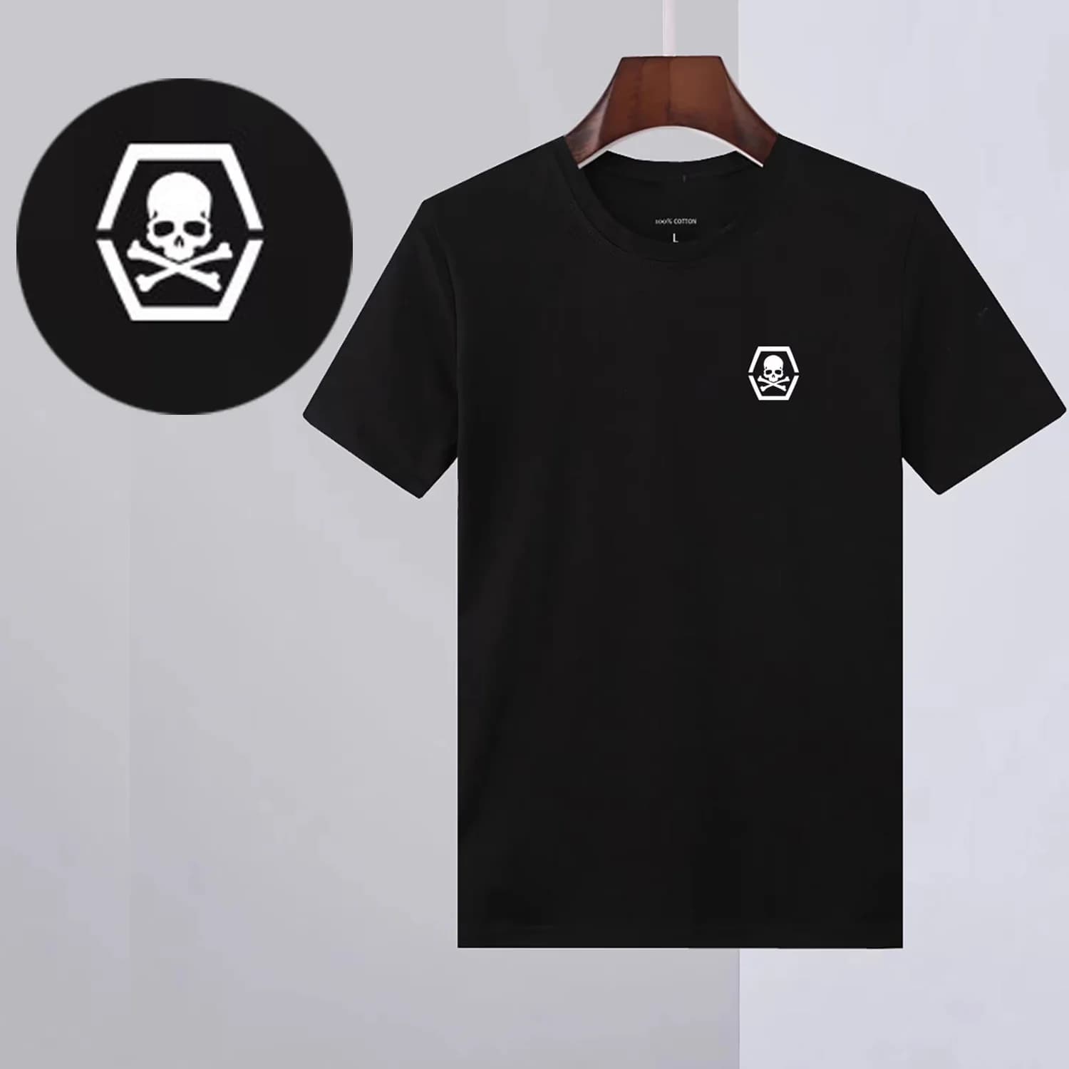 PLEIN SKULL T-shirt punk con stampa teschio estivo per uomo e donna T-shirt girocollo sportiva da strada all'aperto T-shirt classica allentata
