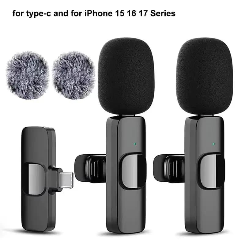 Microfono Lavalier Wireless per iPhone Android USB-C con Riduzione del Rumore per Streaming Live e Interviste, Mini Microfono