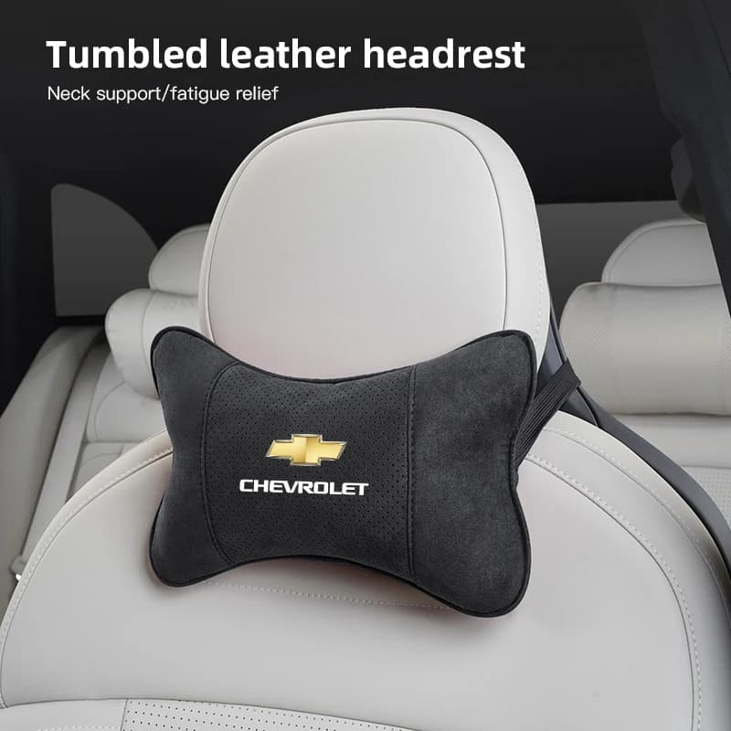 1Pcs Car Seat Headrest Auto Logo Neck Spine Protection Pillow For Chevrolet Sonic Silverado Z71 Aveo Trailblazer Bolt Spark SS