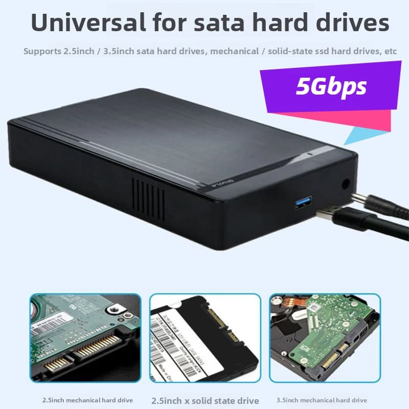 3.5'' HDD Case SATA to USB 3.0 Adapter External Hard Drive Enclosure for 2.5" 3.5" SSD Disk 450Mb/s 10TB HDD Case for PC Laptop