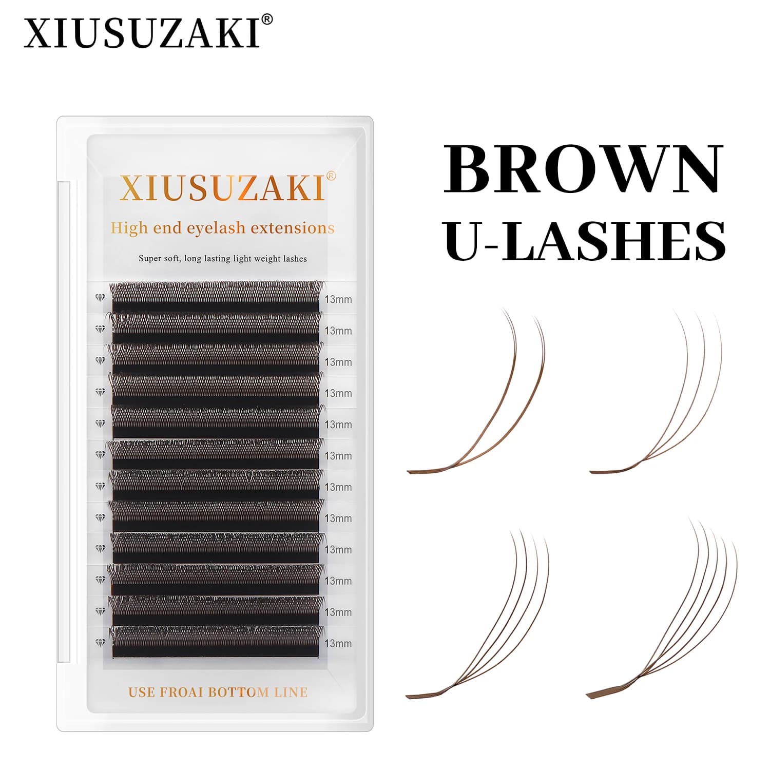 XIUSUZAKI Brown U Shaped 3D 4D 5D Lashes Bloom Automatic Flowering Premade Fans U YY Eyelashes Extensions Individual Lashes