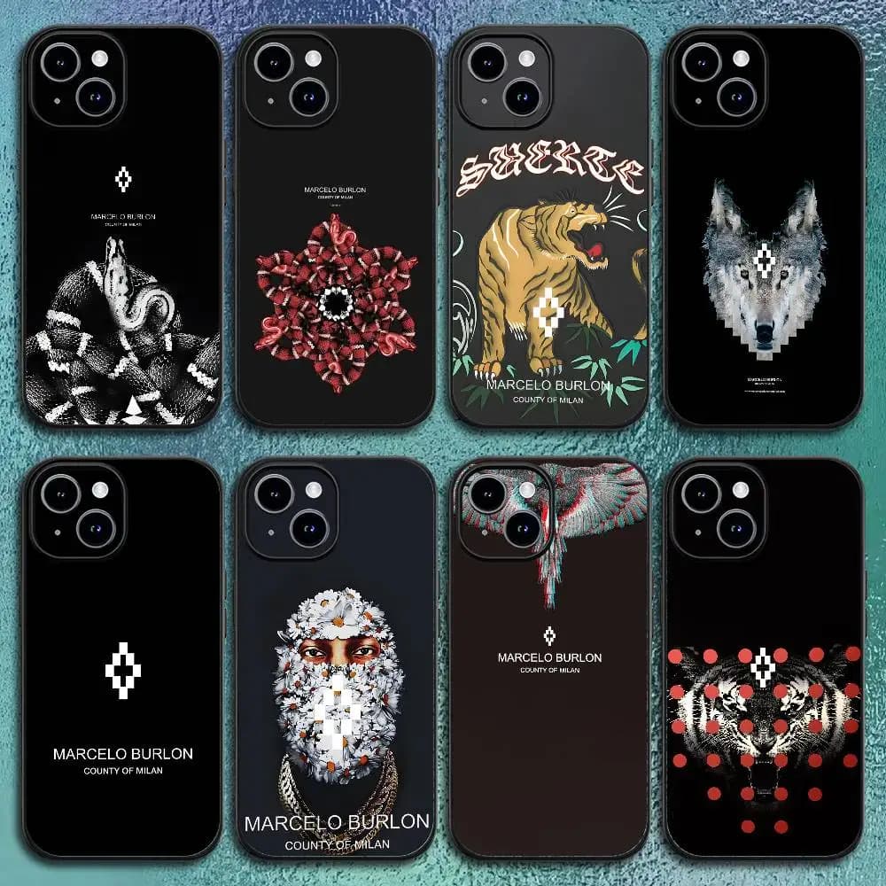 Fashion Burlons Design-M-MarceloeS Phone Case For IPhone 17 12 13 14 15 16Pro Max Plus Classic black soft shell