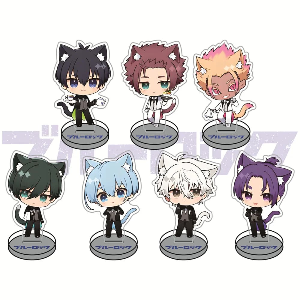 Portachiavi con statuetta in acrilico da 10 cm Blue Lock Neko con orecchie da gatto, versione da collezione, merchandise anime e gaming, decorazione da scrivania, regalo per i fan