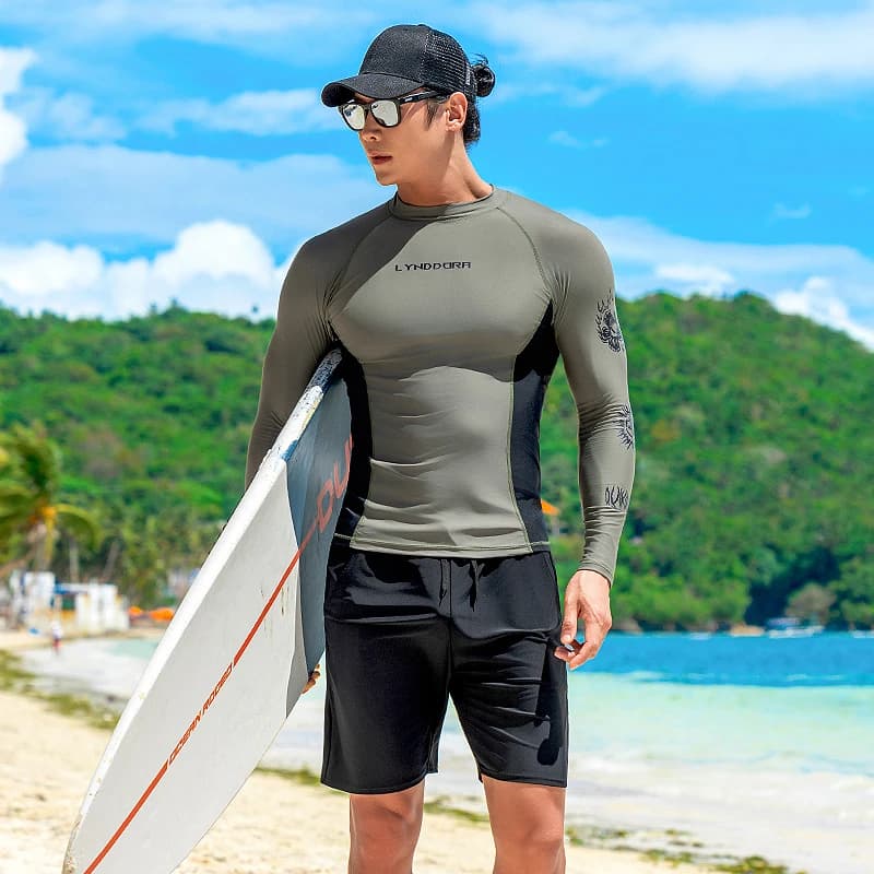 SAILBEE Mens UV Protect Surf Rash Guard Costume da bagno a maniche lunghe Rashguard Surf Shirt Top M0120