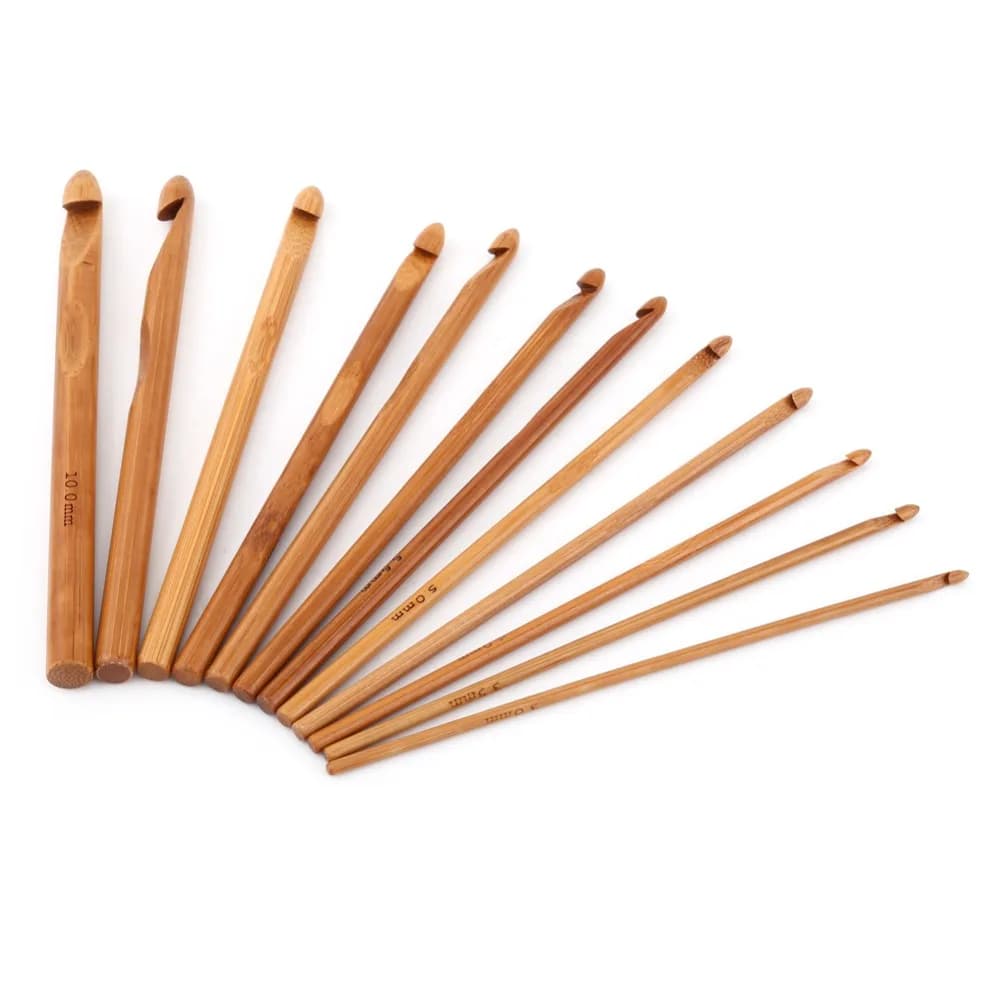 20pcs Carbonized Bamboo Bamboo Crochet Hooks Storage Case Smooth Surface Knitting Needles Set Complete Set Metal Tips