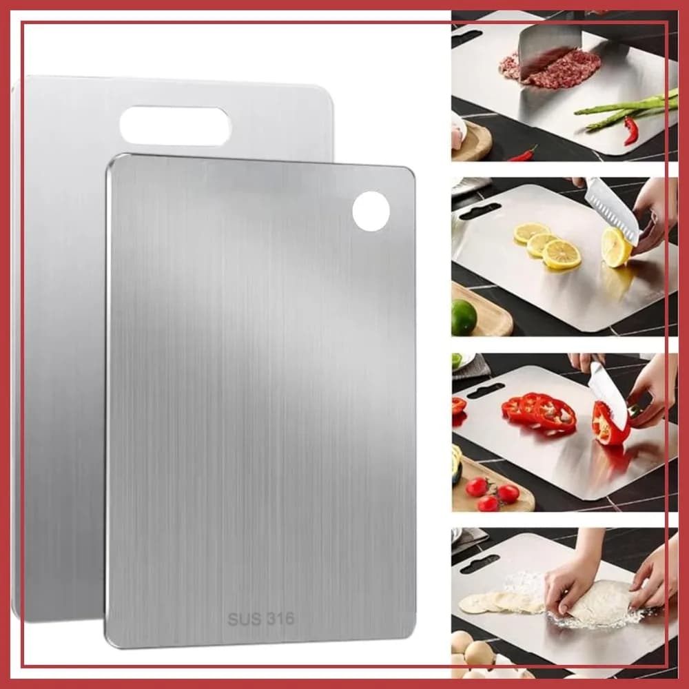 Tagliere in Acciaio Inossidabile 2026 Aggiornato, Non Tossico, a Doppio Lato per Carne/Verdure, in Metallo 316 Lavabile in Lavastoviglie, Regali da Cucina (4 Pezzi-S+L+XL+XXL)