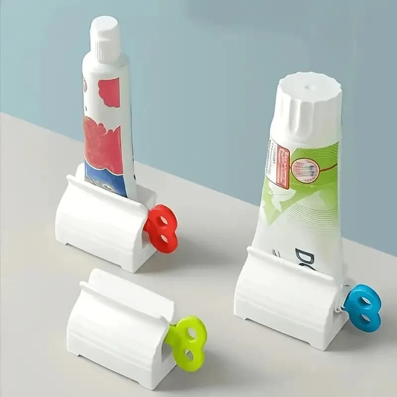 6Pcs Manual Adjustable Toothpaste Squeezer Multifunctional Bathroom Paste Dispenser With Color Lids