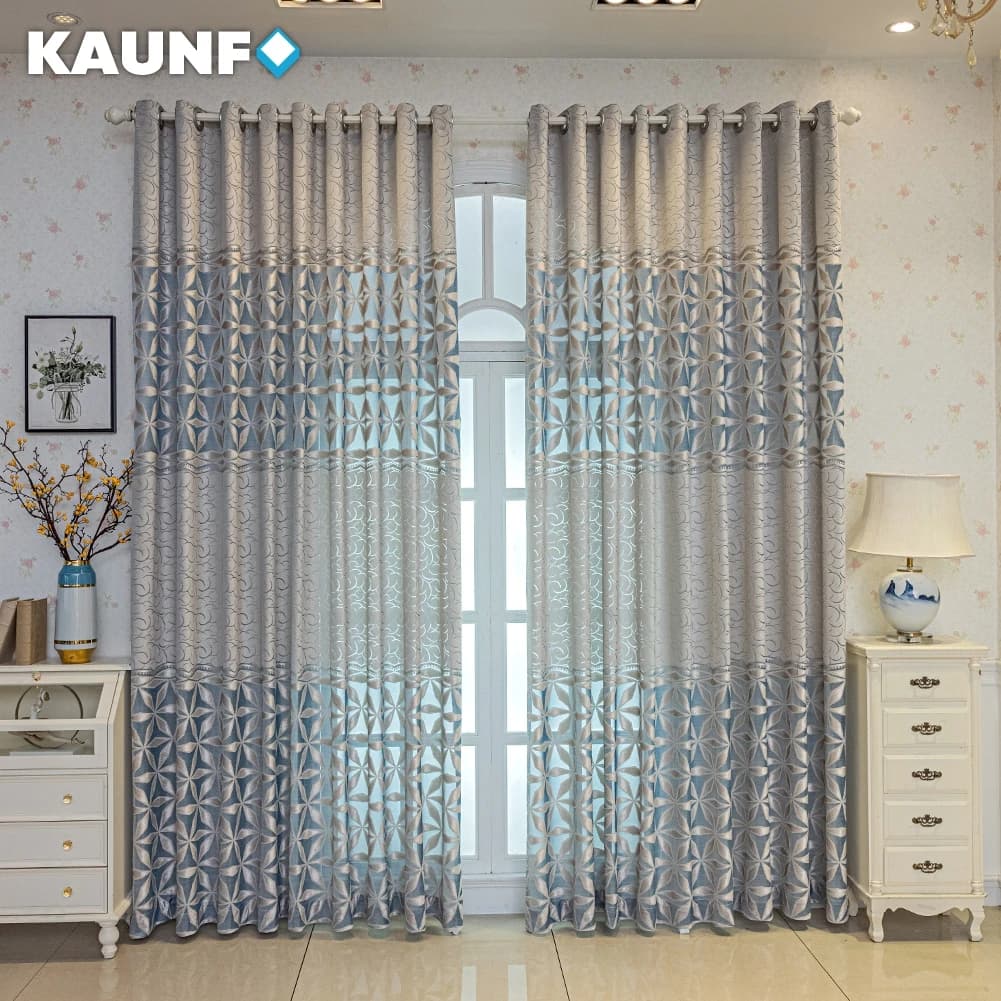 KAUNFO European jacquard style Tulle Curtain for Living Room Bedroom Balcony Window Luxury Sheer Yarn 1PC