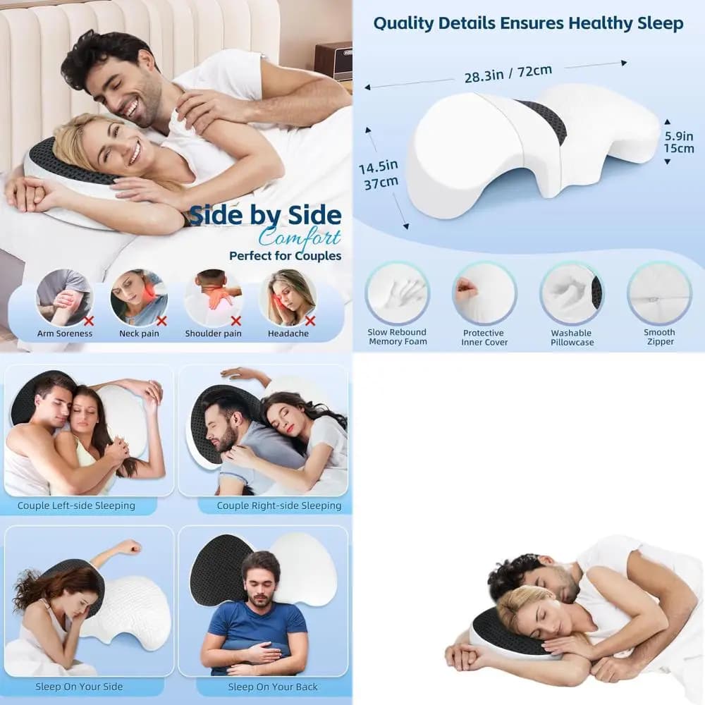 Ergonomic side sleeping cushion with coconut arm hole, pressure relief and breathable cover