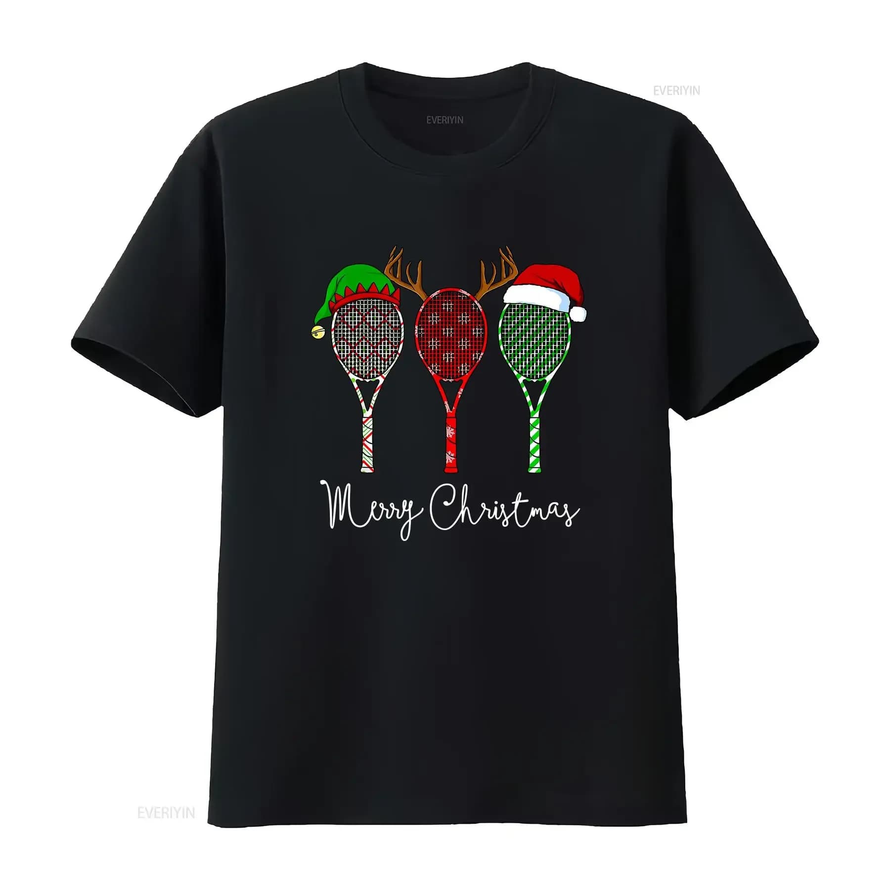Tennis Merry Christmas 3 racket T shirt vintage Washed designer clothes homme streetwear Slightly Casual graphic Soft Stylish