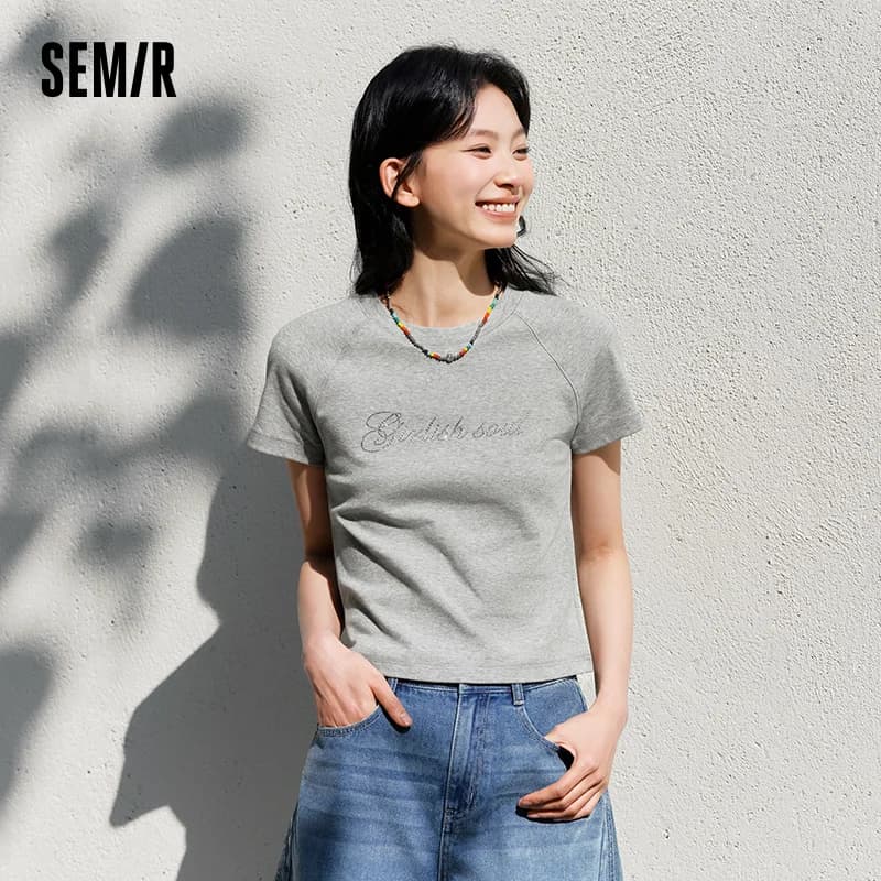 T-shirt a maniche corte con stampa di lettere Semir T-shirt da donna con maniche raglan con strass Design 2025 Top elegante alla moda estiva per abiti da festa