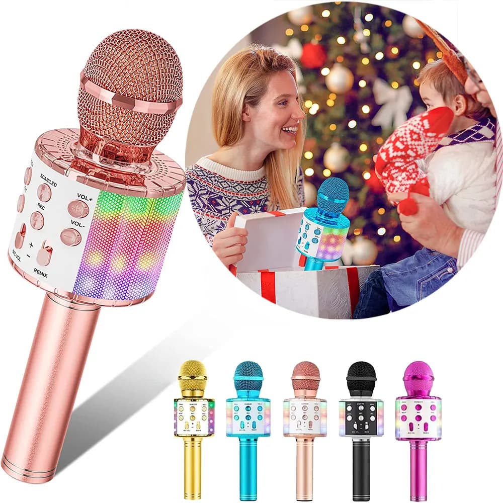 Microfono per karaoke Microfono per cambio Bluetooth wireless portatile per canto vocale Regali di compleanno per ragazzi Ragazze Giocattoli F