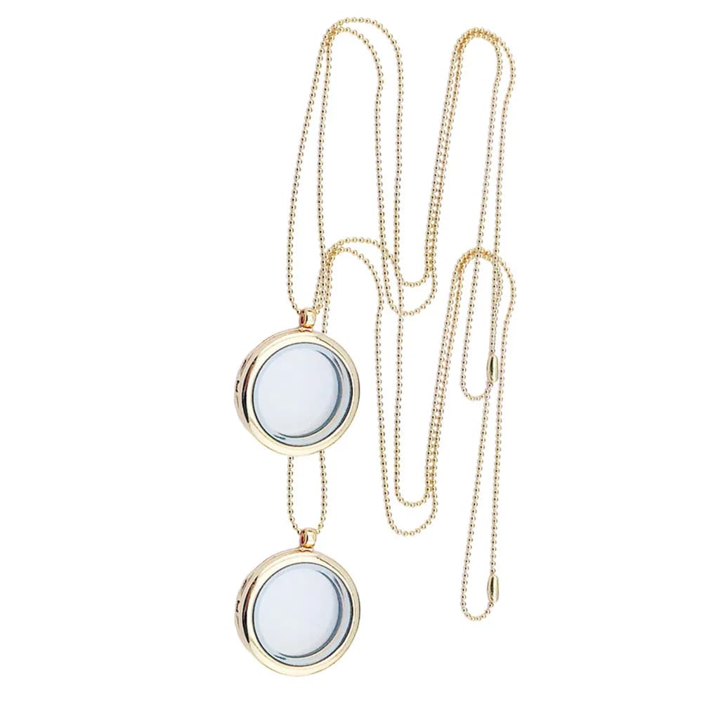 2 Pezzi Mini Ciondolo Cornice Rotonda in Lega e Vetro, Fornitura per Creazione Gioielli Fai da Te, Charm Decorativo per Collana e Medaglione