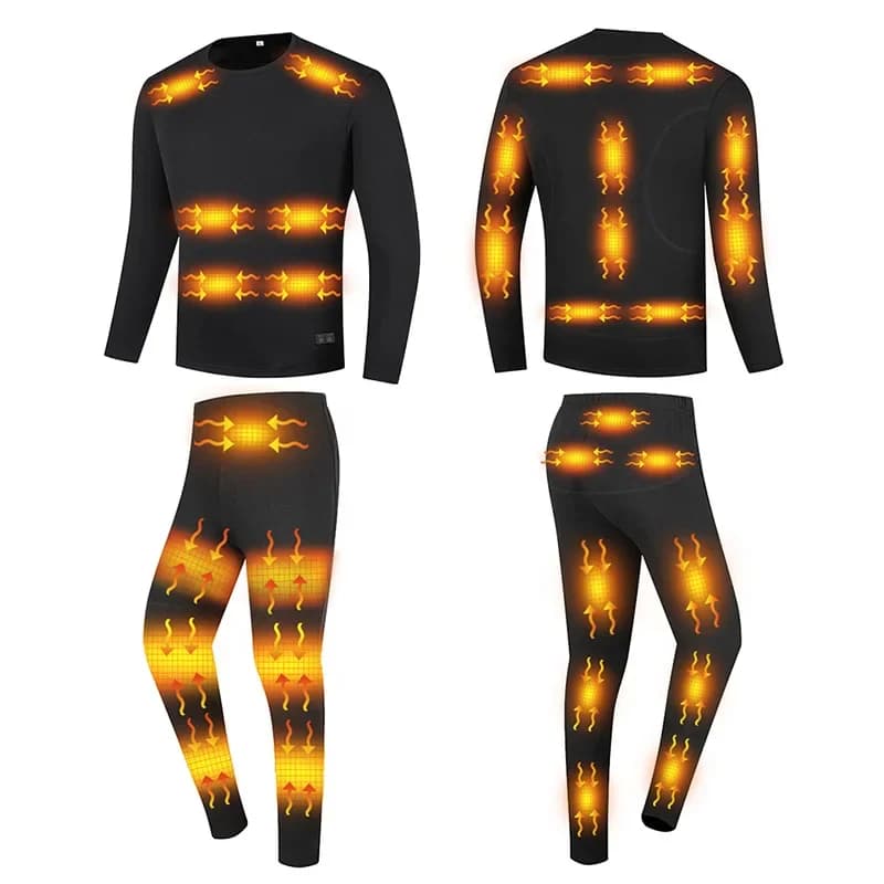 Set di biancheria intima riscaldante a 32 zone con connettore USB, pantaloni invernali in velluto anti-freddo, riscaldamento intelligente a temperatura costante per tutto il corpo
