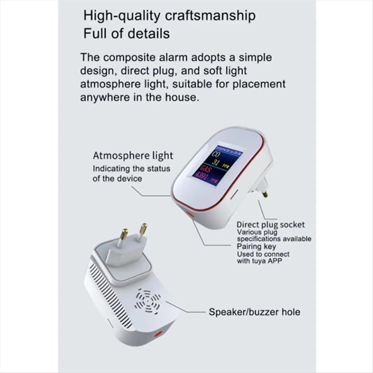 ☶❈＊♥AC859-Tuya Smart Life Natural GAS CO Leak Carbon Monoxide Detector WIFI CH4 Methane Combustible Leakage Coal Alarm Sensor (E