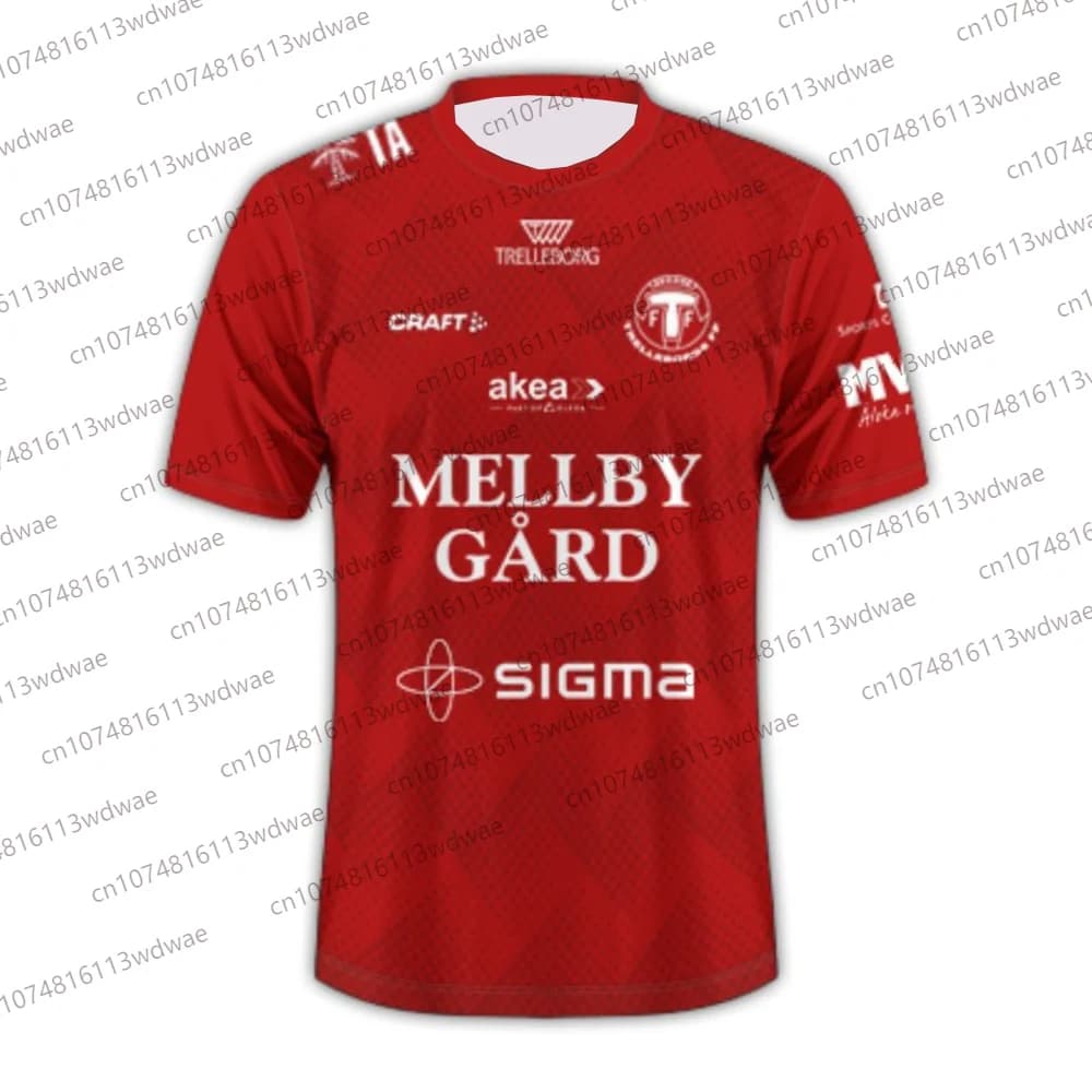 Men's T-shirt Summer Sweden Football T-shirt Short Sleeve Print 3D Trelleborgs FF Shirt Kit Fotboll Kit 25-26 Home Jersey Kit