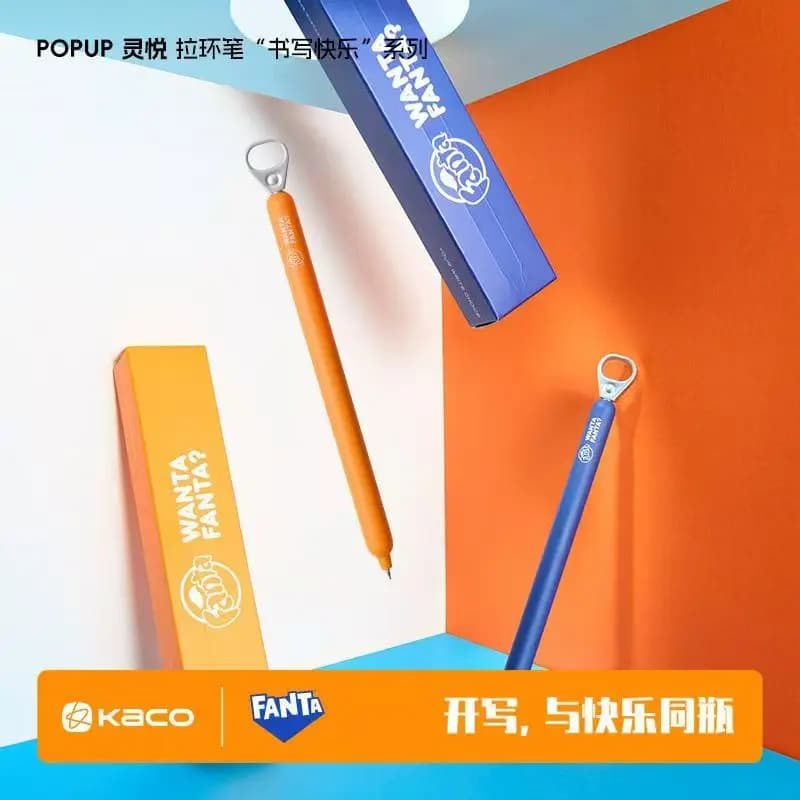 Penna Gel KACO Fanta Co-branded con Anello a Pressione Laterale 0.5mm per Studenti, Esami, Ufficio, Asciugatura Rapida, Cancelleria