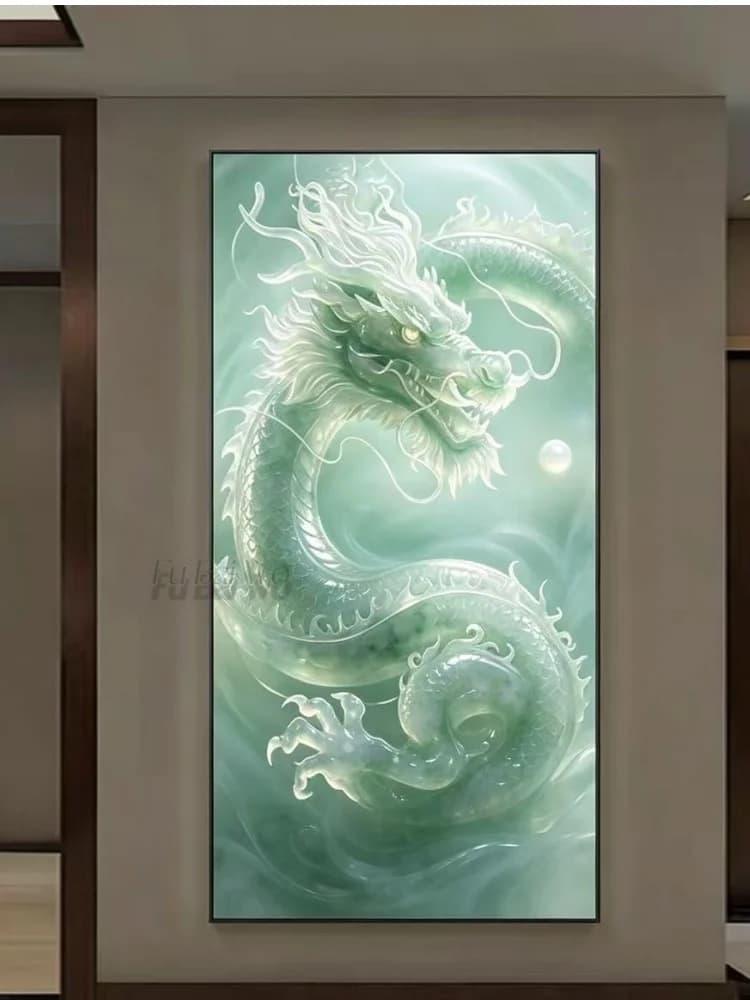 Golden dragon entrance decoration painting, crystal porcelain strip lamp, luminous lamp painting, twelve zodiac animals