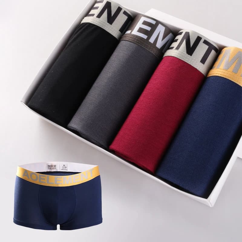 4PCS Men's modal mid-rise breathable boxers